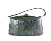 Snake Skin Purse // BLACK SNAKE // 1940s Handbag