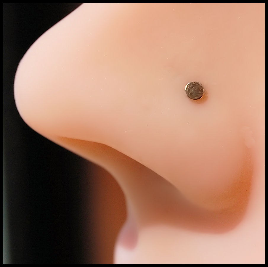 Gold Spot Nose Stud - 14 Karat Rose Gold with Sterling Silver Stem - CUSTOMIZE
