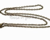 10 Piece Lot 24" Antique Brass Flat Cable Chain Necklace Lobster Clasp 3x4 Links