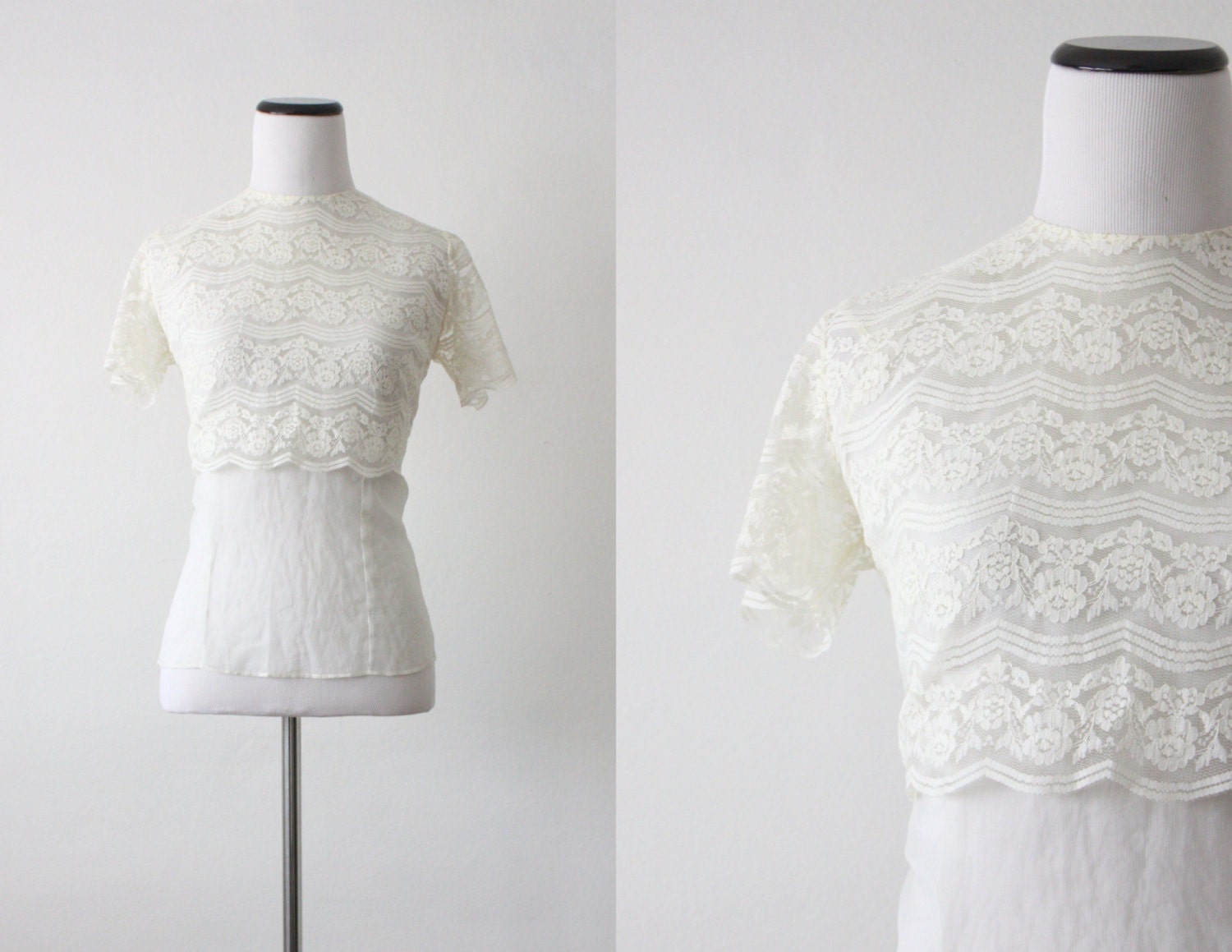 vintage 1950's sheer lace blouse