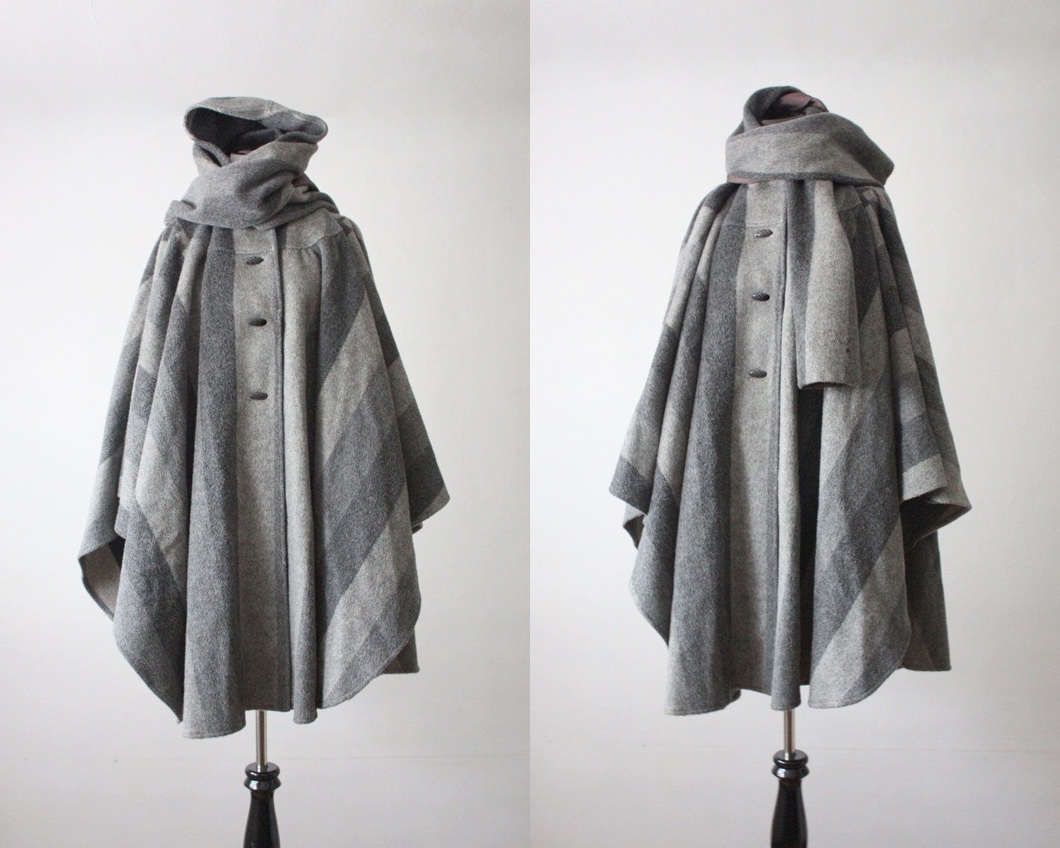 vintage avant garde hooded wool cape