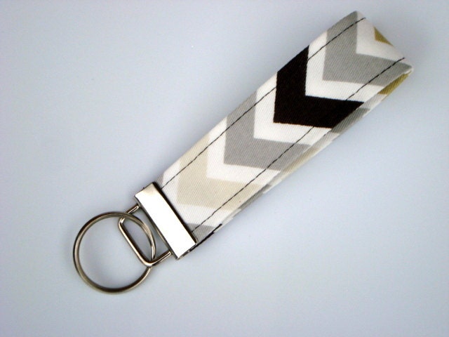Wristlet Key Fob / Key Chain -Chevron / River Rock Zig Zag