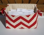 Super Size Coupon Organizer / Budget Organizer Holder Box - Attaches to Your Shopping Cart - Lipstick Red and Natural Zig Zag Chevron