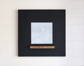 Mirror with Chalkboard Frame and Bamboo Plywood Tray, Modern Hanging