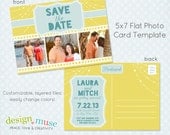 5x7 Save the Date or Multipurpose Digital Photo Card Template - INSTANT DOWNLOAD