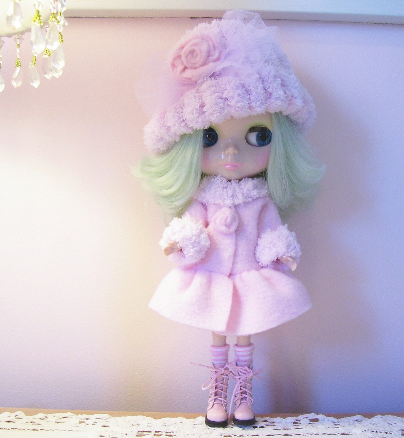 2 Piece Blythe Outfit.... Pink Coat and Matching Hat...So soft