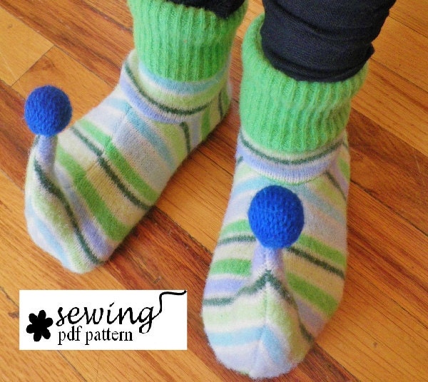 Happy Feet Upcycled Elf Slippers-INSTANT DOWNLOAD PDF Pattern (newborn - child size 13)