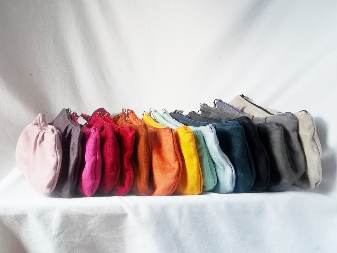 Set of TWELVE - Wristlets - Vegan Suede Clutch Purses - Handmade Wallets
