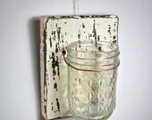 Primitive Vase, small, distressed finish, for country or rustic decor, white on black, copper accent