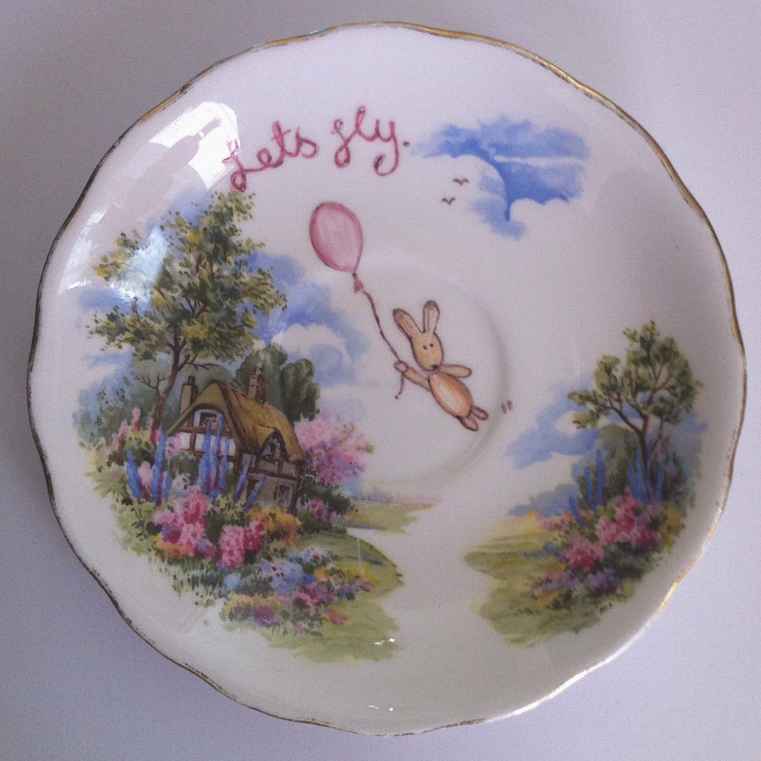 Cute Bunny - Beautiful Vintage Plate - Hand painted and Original