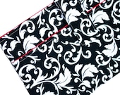 Macbook Laptop Sleeve with Pocket -- Black and White Floral -- 14 15 15.6  Inch -- MADE TO ORDER