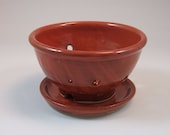 Wheel Thrown Berry Bowl with Plate in Cedar Shino Glaze