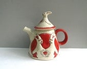 Conjoined Rabbits Teapot, Red