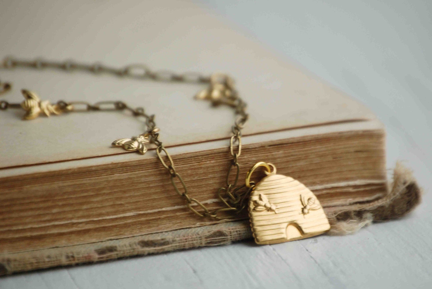 HONEY Bee Necklace Beekeeper Golden BEE Beehive Busy Bee