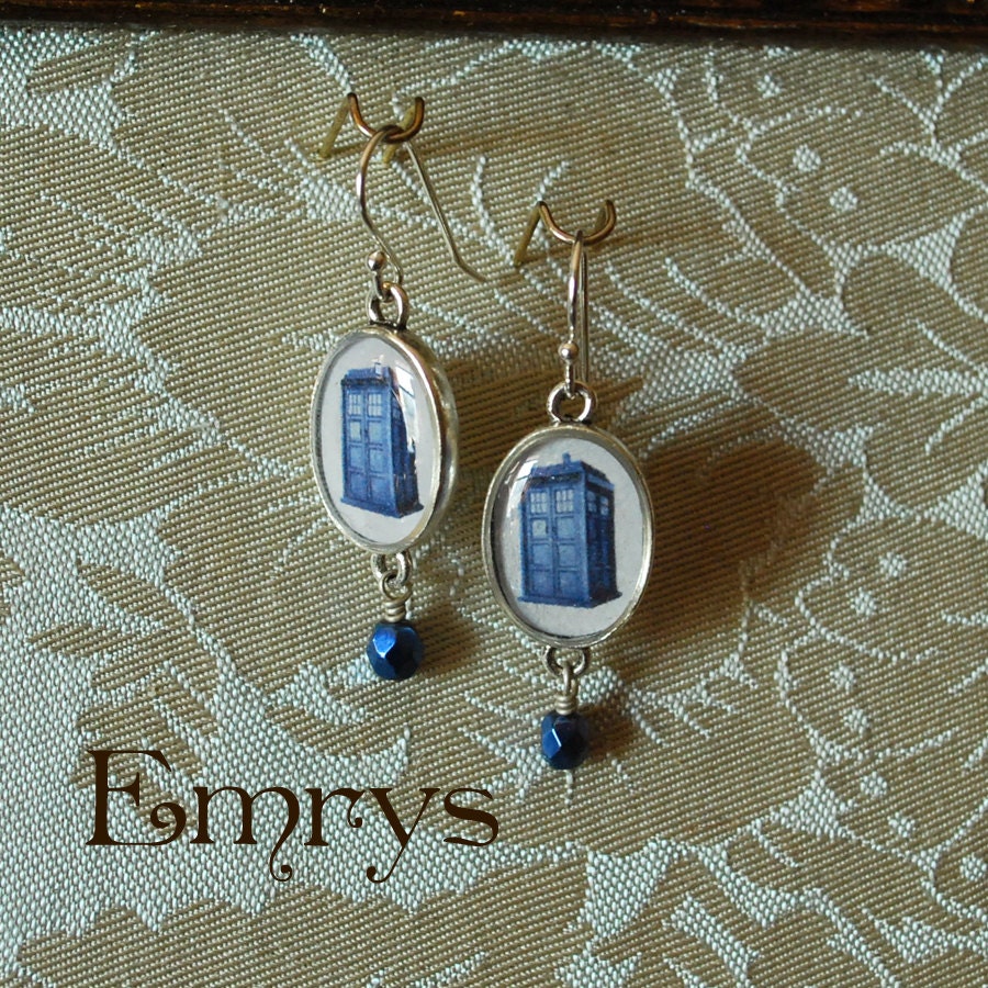 Silver TARDIS Earrings