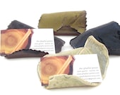 Business card holder - elm leaf - chocolate brown, sage, golden brown and denim blue