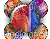 Watercolor Fantasy   - 63  1 Inch Circle JPG images - Digital  Collage Sheet