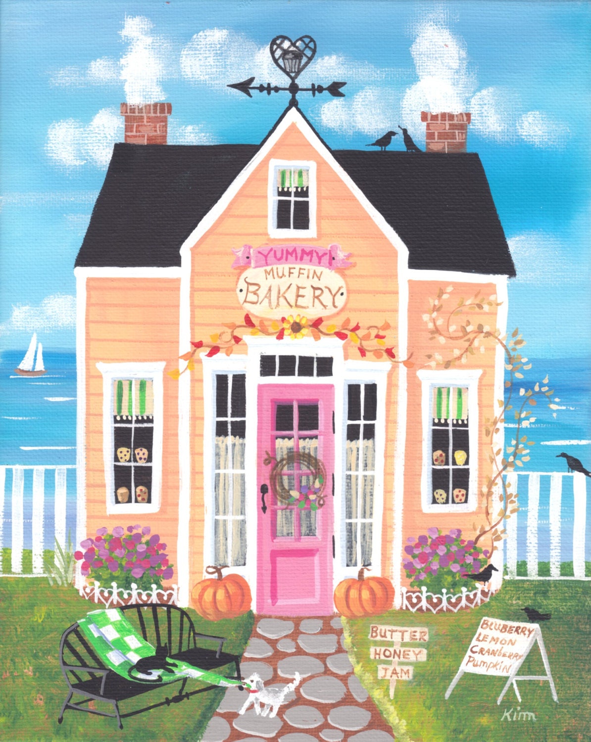 Folk Art Print Yummy Muffin Bakery