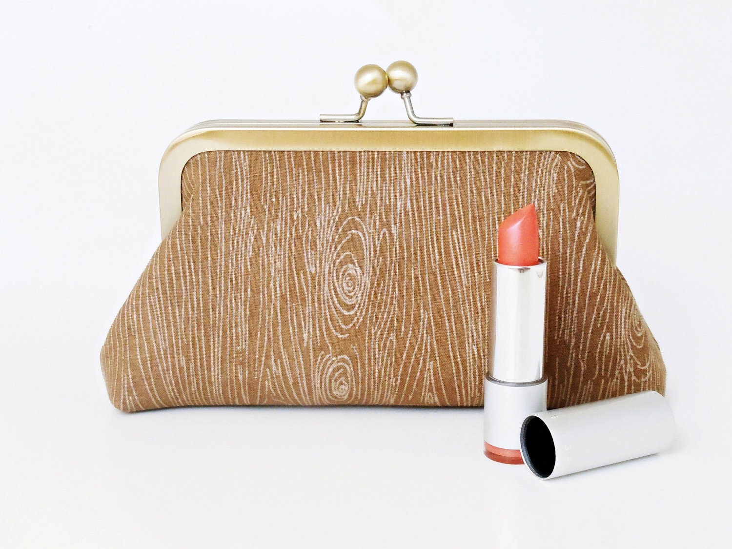 NEW - Wood Grain Cosmetic Bag Clutch Style X-Small Christmas Gift