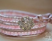 Bride/Bridsmaid Antiqued Rhinestone Pendant Beaded Leather Wedding Wrap Bracelet