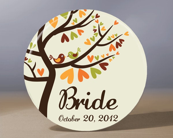 Pocket Mirror - Autumn Tree Bride 3.5 inch Pocket Mirror with Gift Bag - Weddings Bridal Shower Favor - Bridesmaid Gift