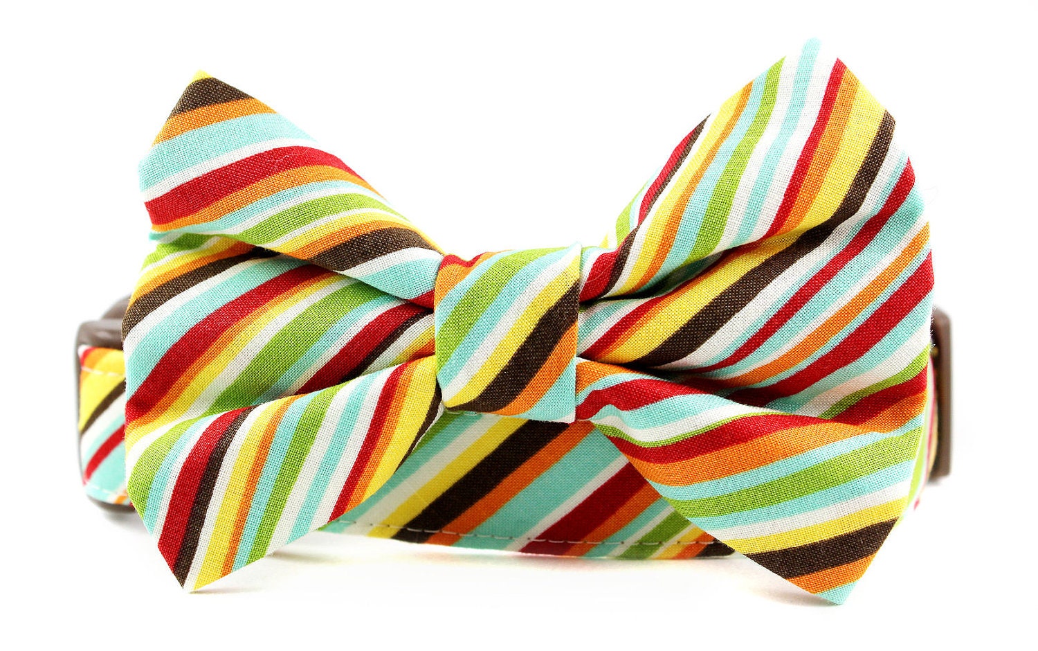 Red Chocolate Striped Dog BowTie Collar Set - Dad's Retro Tie - Made to Order in Your Choice of Size