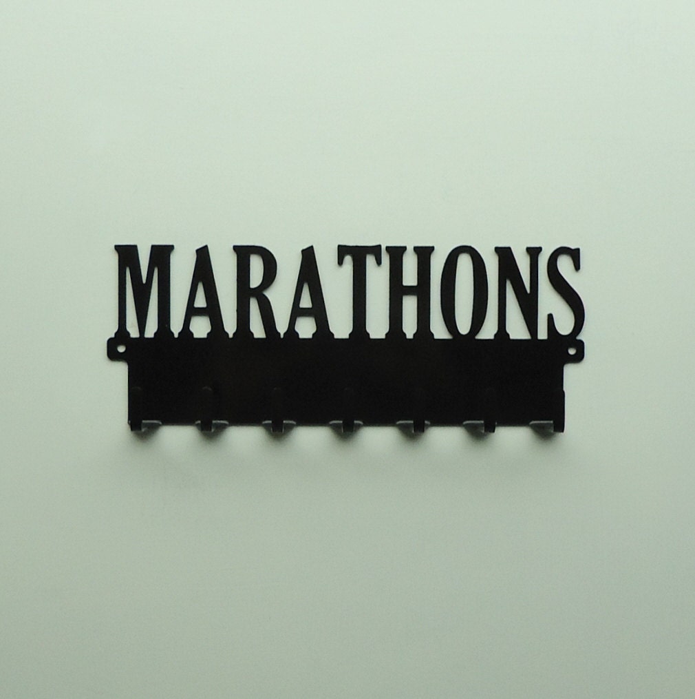 MARATHONS Text Metal Art Medals Rack - Free USA Shipping
