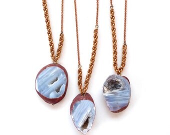 gray botswana agate stone and asymmetrical rope chains