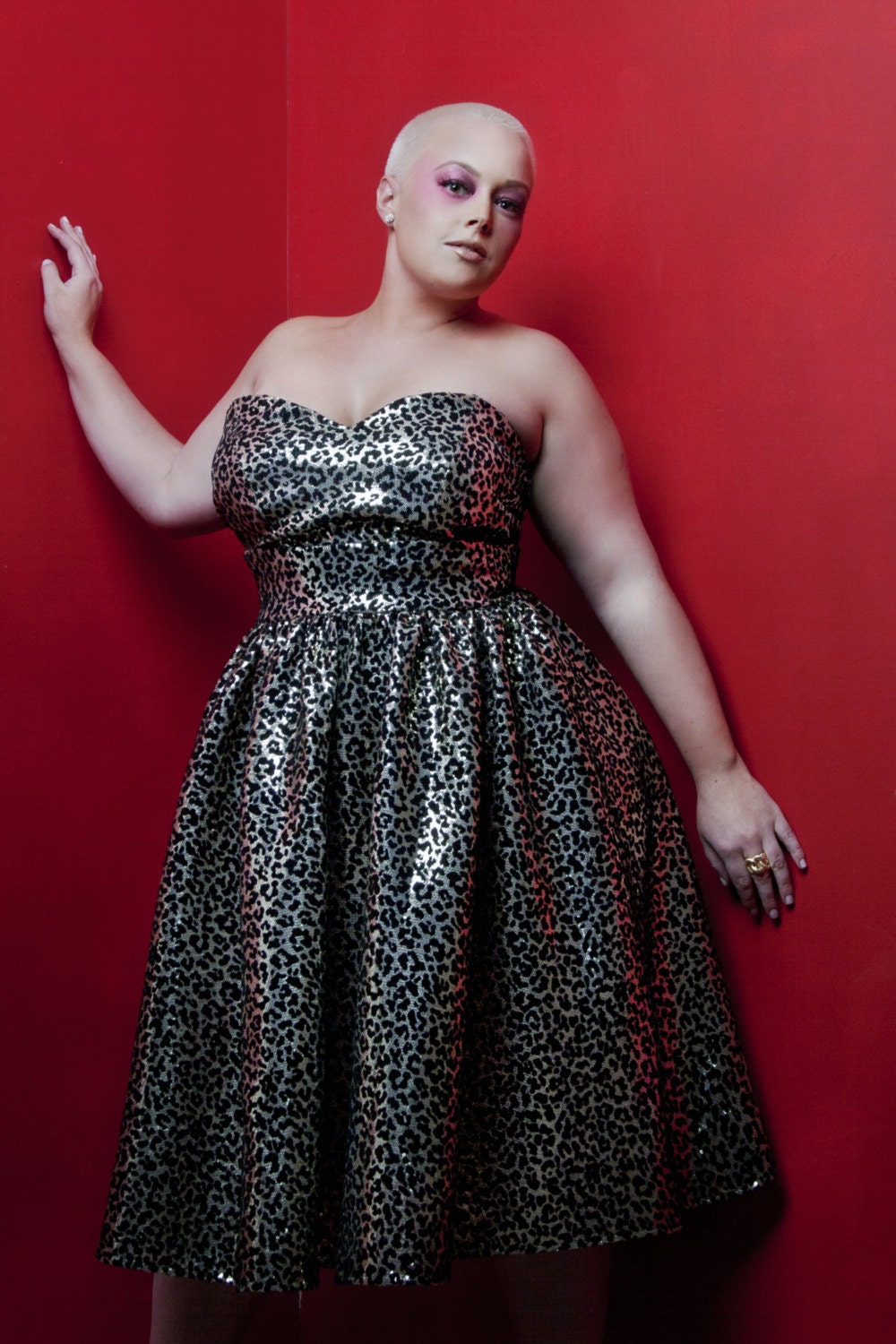 JIBRI Plus Size Holiday Sweetie Dress (Leopard Sequin)