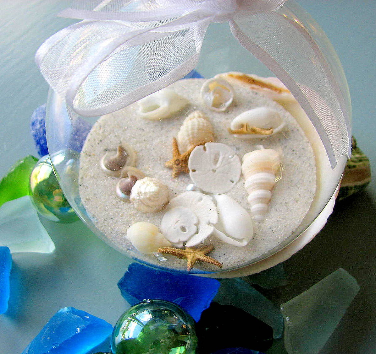 Beach Decor Seashell Christmas Ornament - Nautical Shell Holiday Ornament Ball