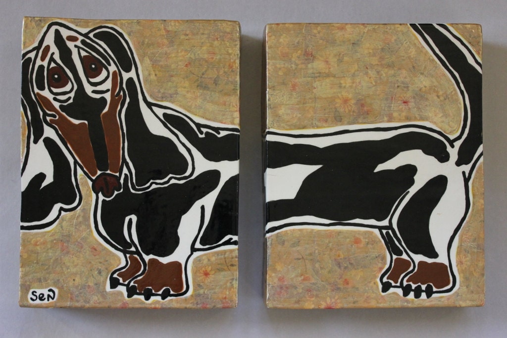 Ceramic Dachshund Dog Tiles Item 1157