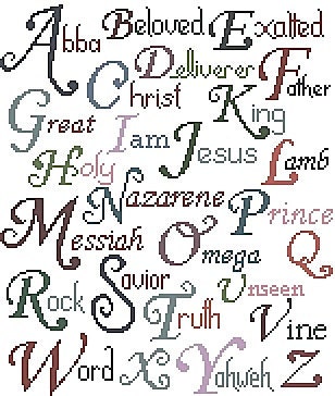 Alphabetical Names of God, Cross of Christ - Bible Cross Stitch Pattern, 75