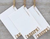 RECIPE CARD Set Letterpress - 10pack Modern Typography Brackets Tan Taupe Beige Khaki  (RTY3)