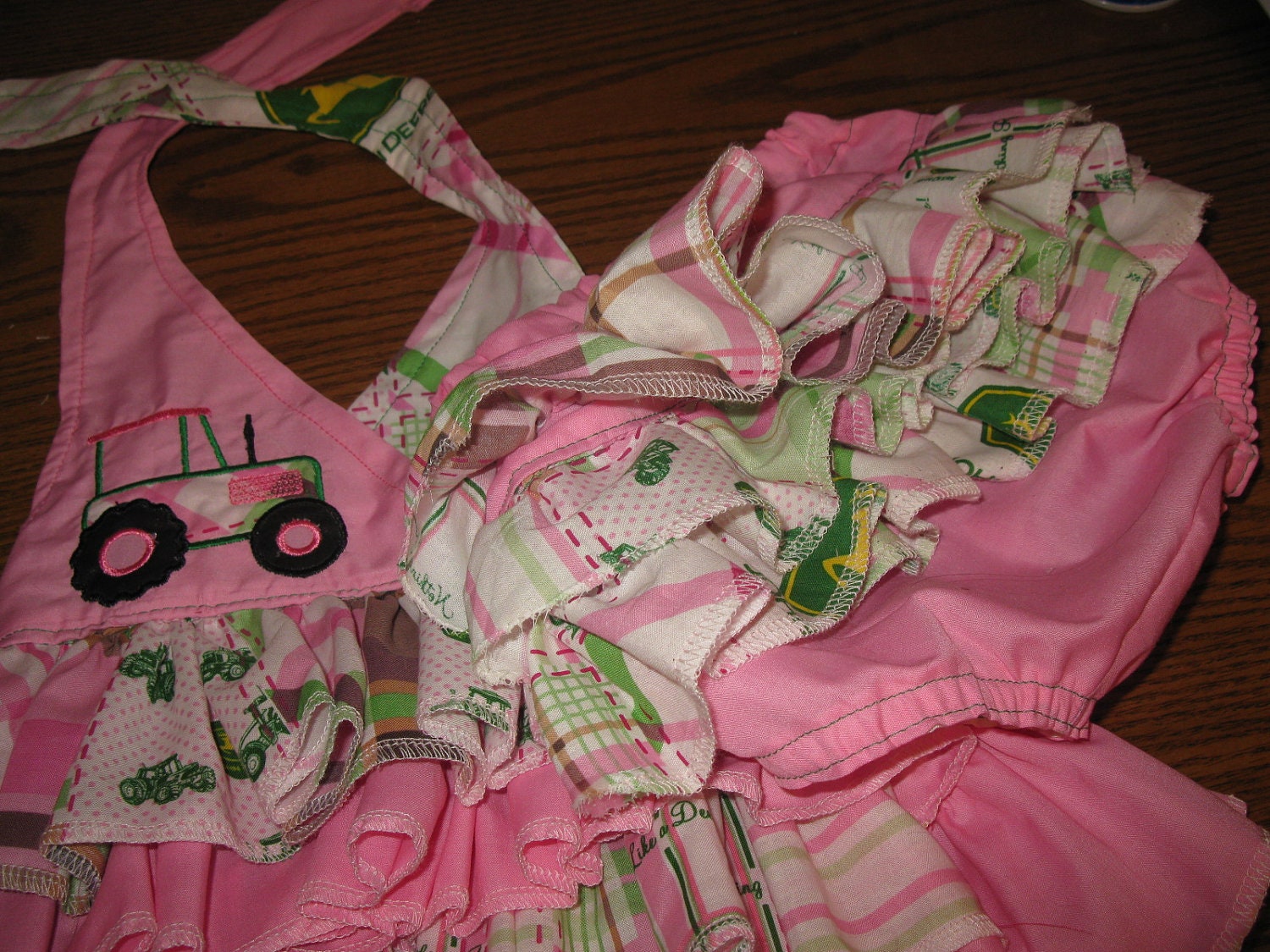 John Deere Ruffle Diaper Booty Cover AND Matching Appliqued Tank Top OR Onesie 0-24m