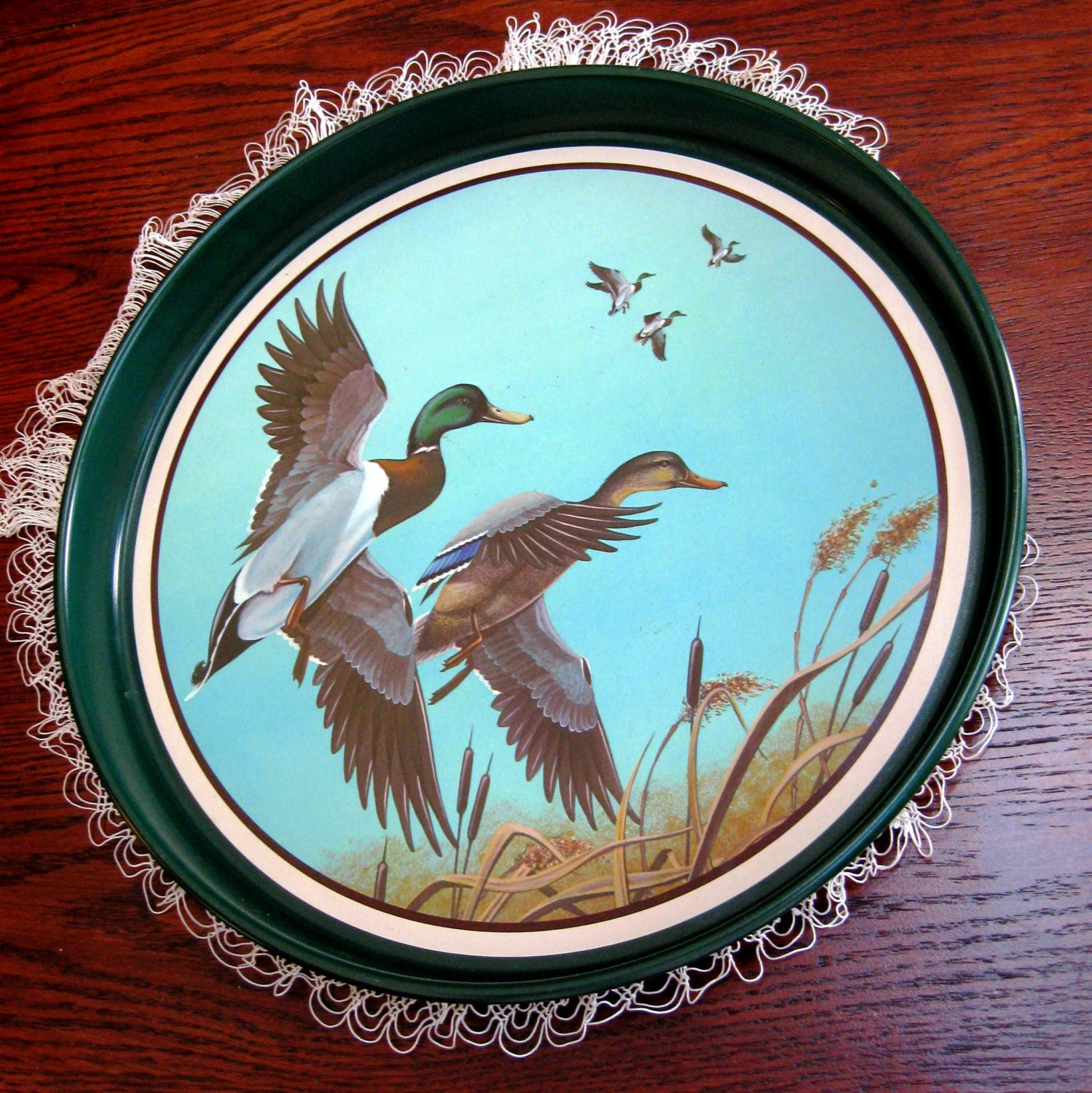 Vintage Metal Tray Avon Mallard Duck Chesapeake Collection 1980s