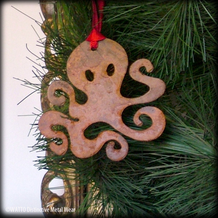Steampunk Octopus / Kraken Rustic Metal Ornament by WATTO Distinctive Metal Wear