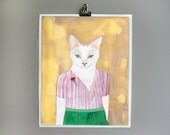 8x10 - Art Print - White Cat - Signed by Artist