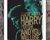 Harry Potter Inspired Print A3 (Aqua, Gold and Black)