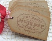 SALE Christmas Tags North Pole Kraft Set of 6