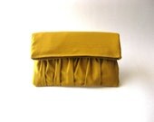 Fold over, handbag, clutch, pouch, purse - Delicada Fold Over Clutch in Mustard Cotton