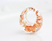 Resin Ring Yellow Pink Gold Flakes Multifaceted  Oval Shape Cocktail Ring OOAK geometric boho minimalist jewelry rusteam