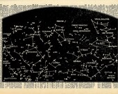 Vintage Book Print - Outer Space Print - Constellations Night Sky Art - Altered Book Art Print - Recycled Dictionary Print