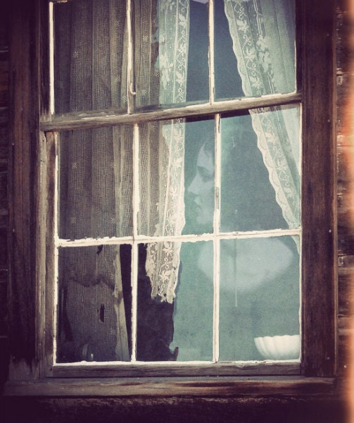 Ghostly Window Photo "Curtain Lace Ghost" Tattered Lace Curtain - Fairy Tale Art - Haunted Photograph - missquitecontrary