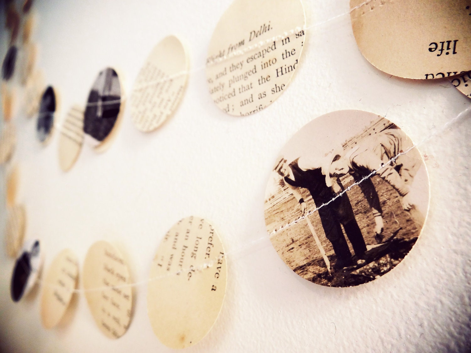 Vintage Photo Garland "Family Tree" Antique Book Bunting - Upcycled Paper Banner - Vintage Home Decor