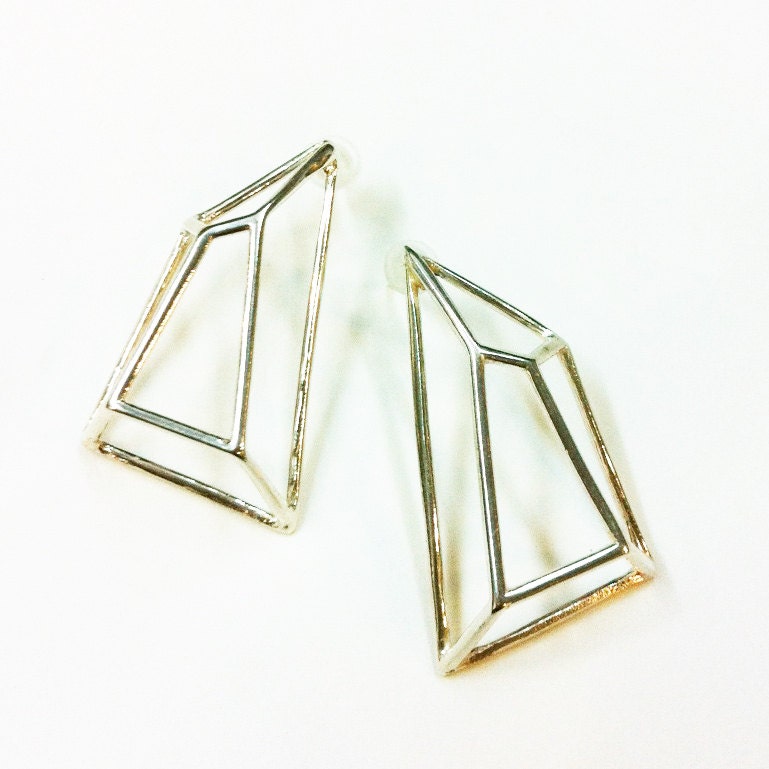 Architectural Structure Geometric Sterling Silver Earrings