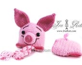 Pinky Piggy  Hat and Diaper Cover Set for Newborn Babies - Made to ORDER
