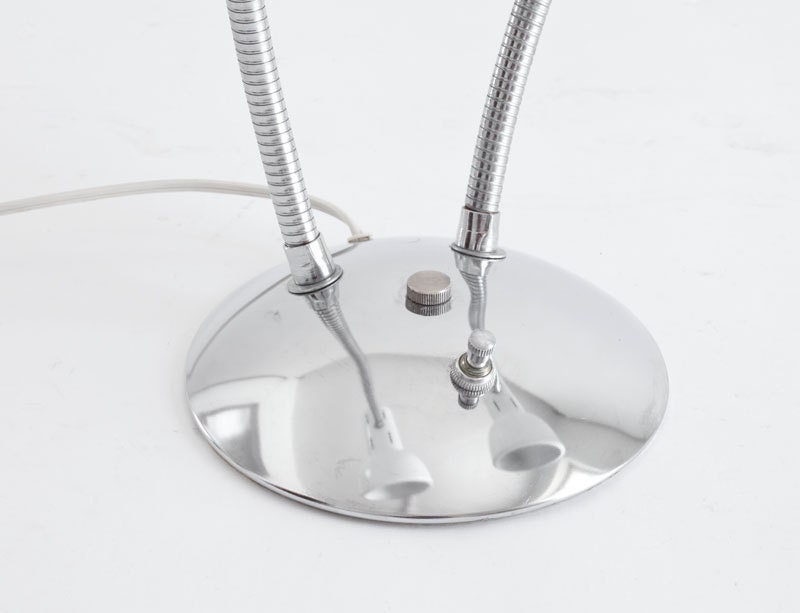 Vintage Double Gooseneck Lamp - Mid Century, Light, Modern, Retro, Table, Metal, Lighting
