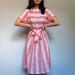 Bold Striped Dress Casual Spring Fashion Orange White Sundress 1960s 60s Summer - Large L