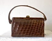 60s vintage alligator box bag