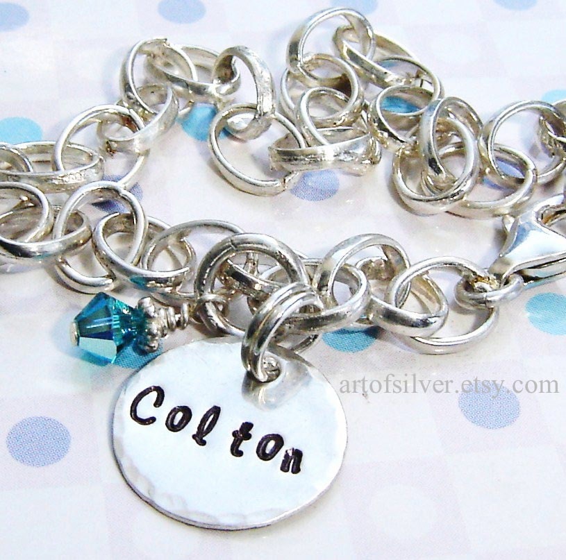 Name bracelet - handstamped mother bracelet - personalized name bracelet - one name charm bracelet